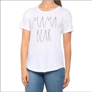 New Rae Dunn white MAMA BEAR tee short Sleeve top